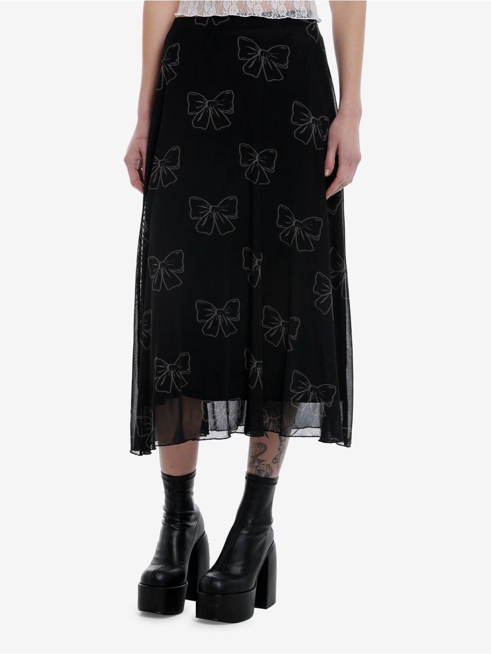 Hot Topic Cosmic Aura Black Bow-Print Coquette Skirt